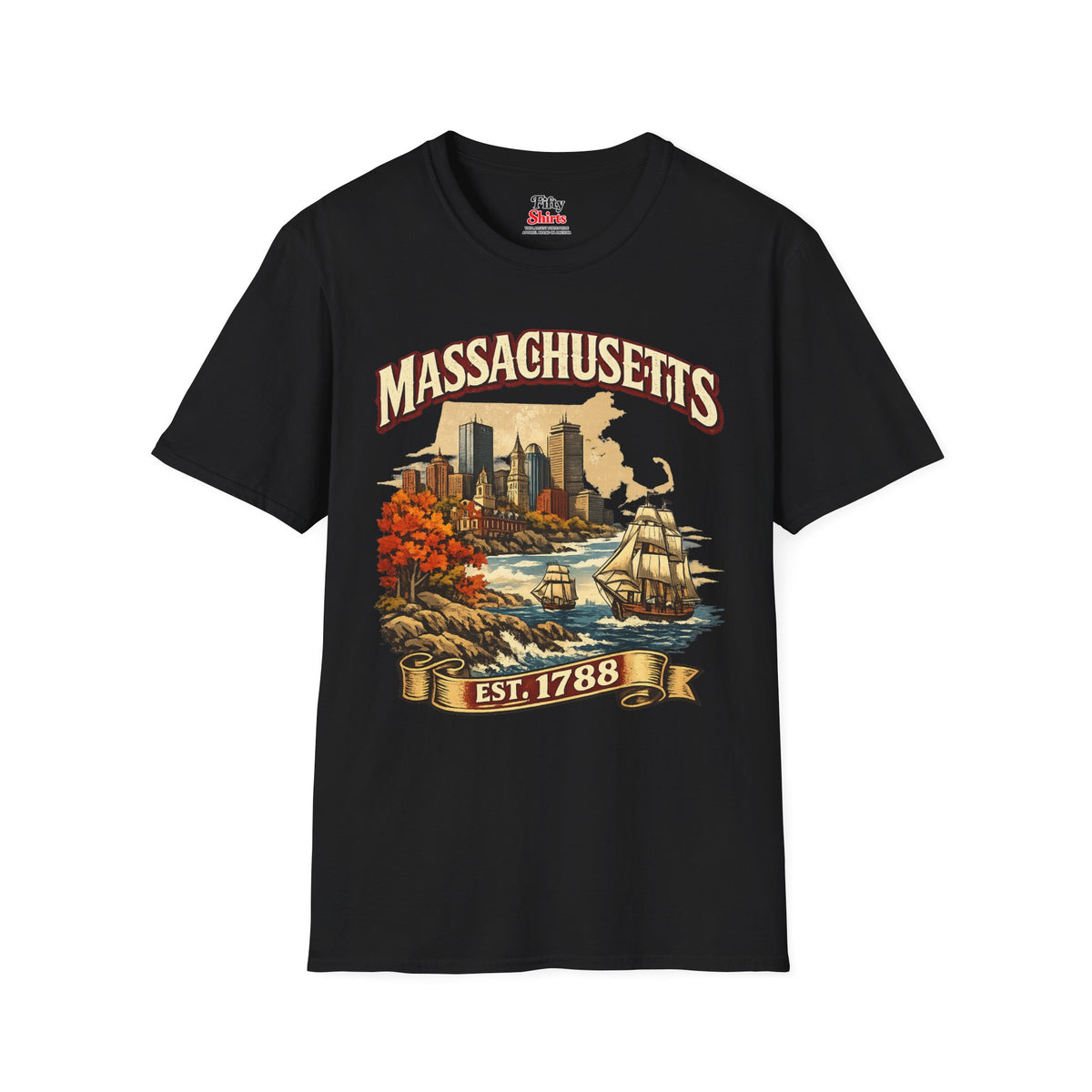 Vintage Massachusetts Heritage Unisex Softstyle T Shirt State Pride Graphic Tee Collections FS03
