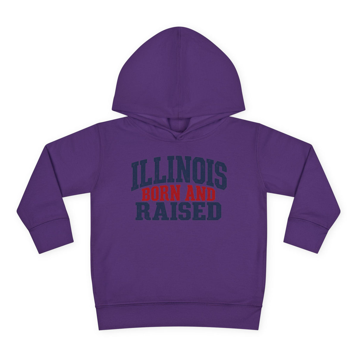 Illinois Born and Raised Bold Hometown Pride Unisex Toddler Pullover Fleece Hoodie