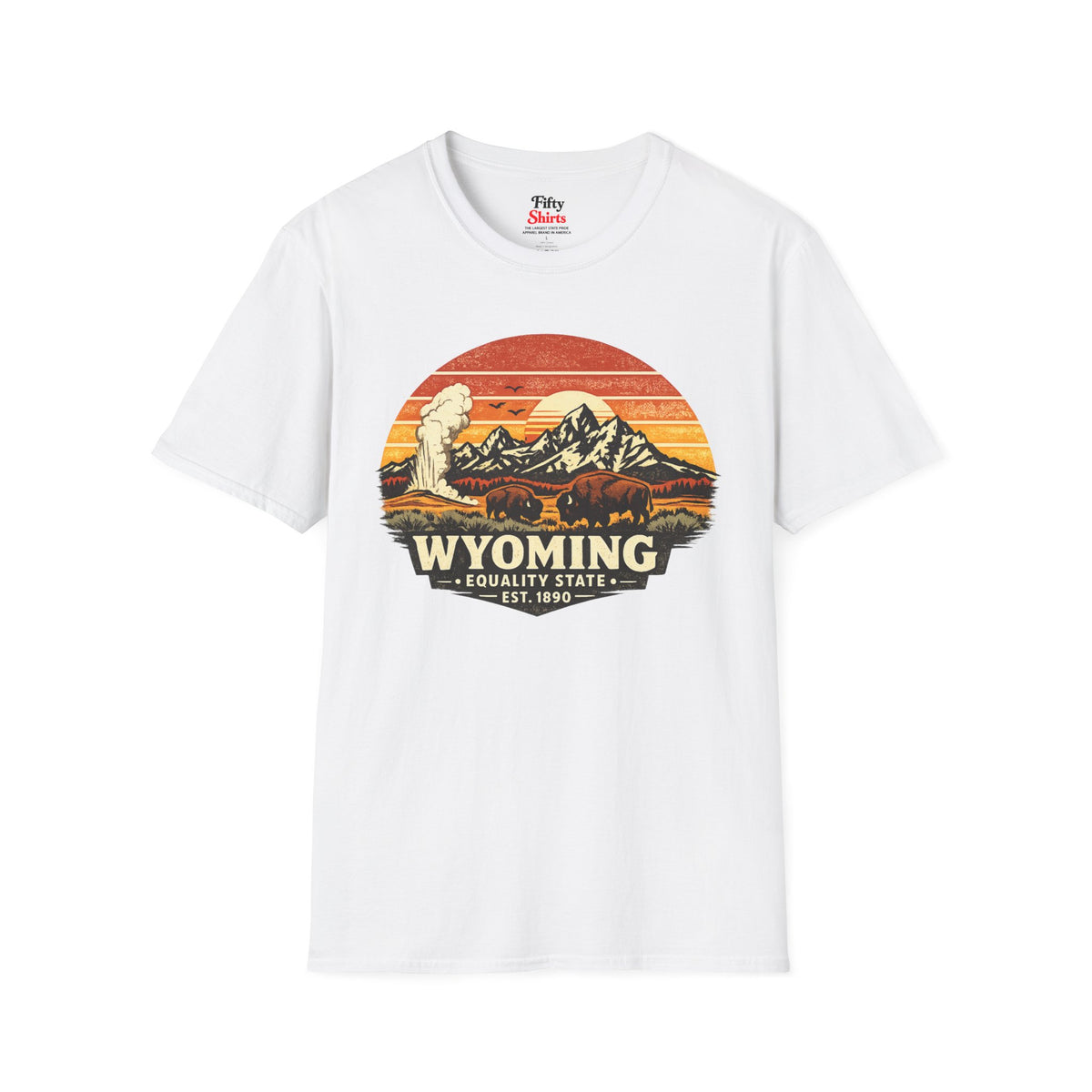 Wyoming Mountain Sunset Unisex Softstyle T Shirt State Pride Graphic Tee Collections FS03