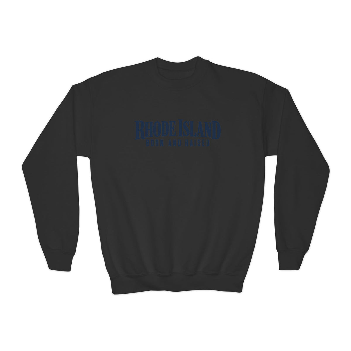 Rhode Island Born and Raised Premium Heritage Unisex Youth Crewneck Sweatshirt Graphic