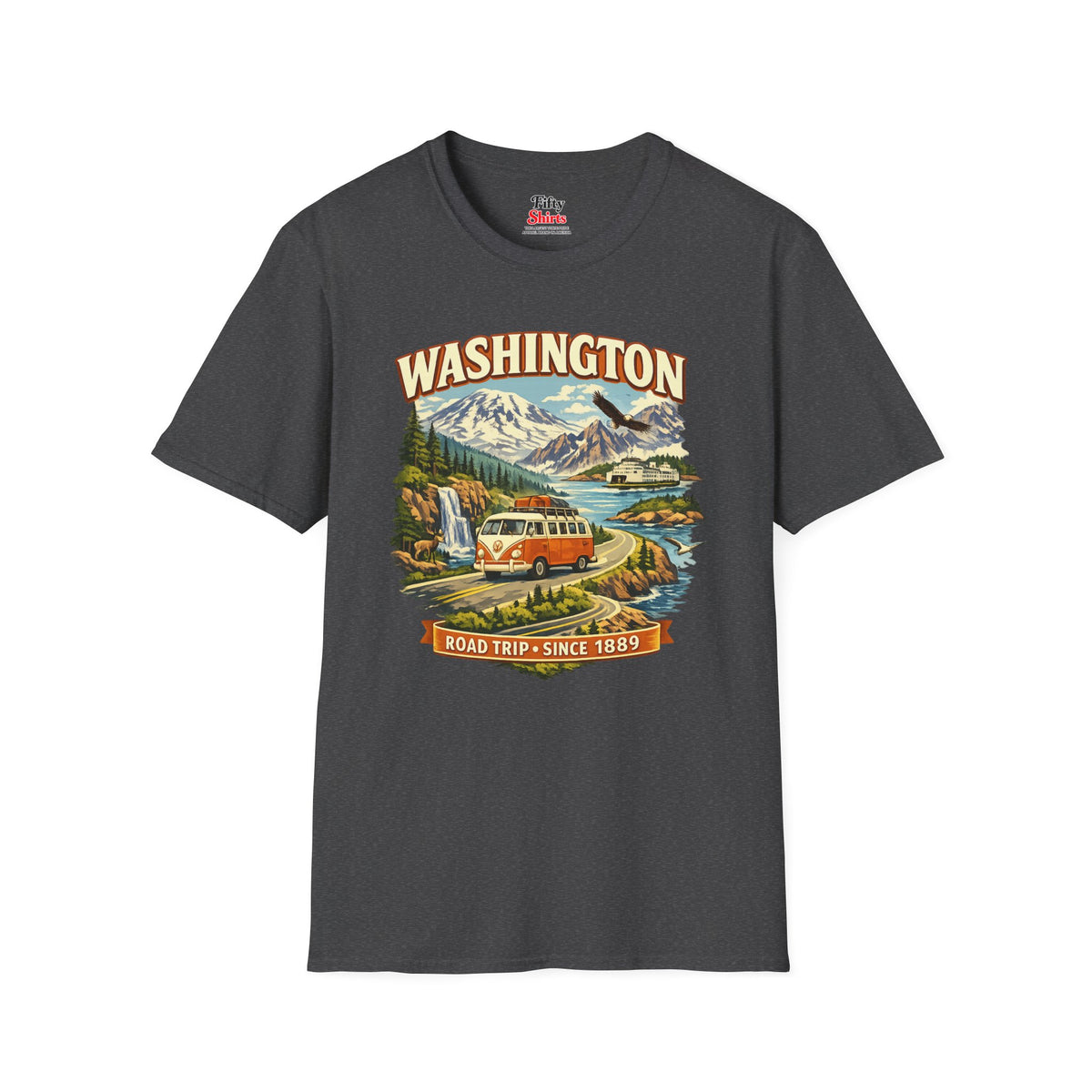 Washington Roadtrip Unisex Softstyle T Shirt State Pride Graphic Tee Collections FS03