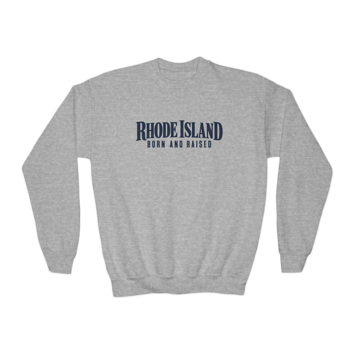 Rhode Island Born and Raised Premium Heritage Unisex Youth Crewneck Sweatshirt Graphic