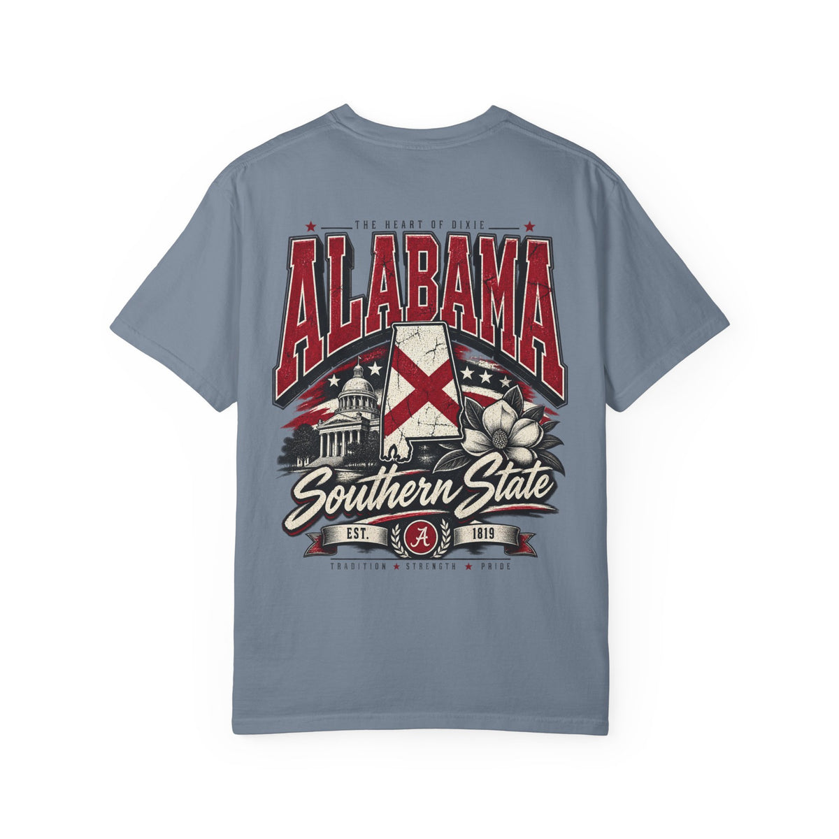 Alabama State Lettering Unisex Comfort Color 1717 Streetwear Graphic Tee