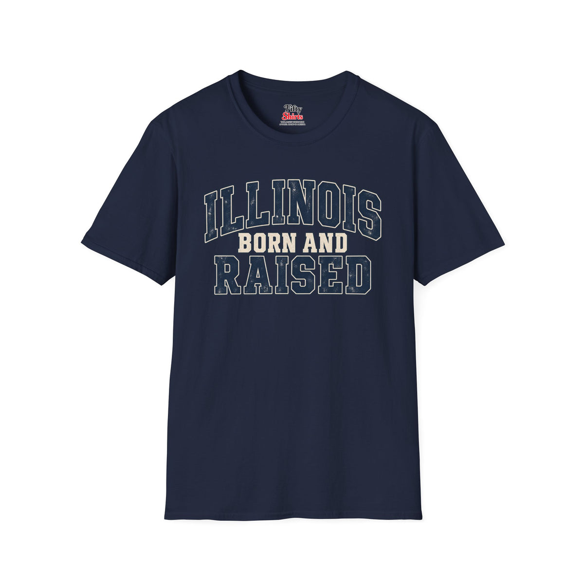 Illinois Born and Raised Unisex Softstyle T Shirt State Name Graphic Tee