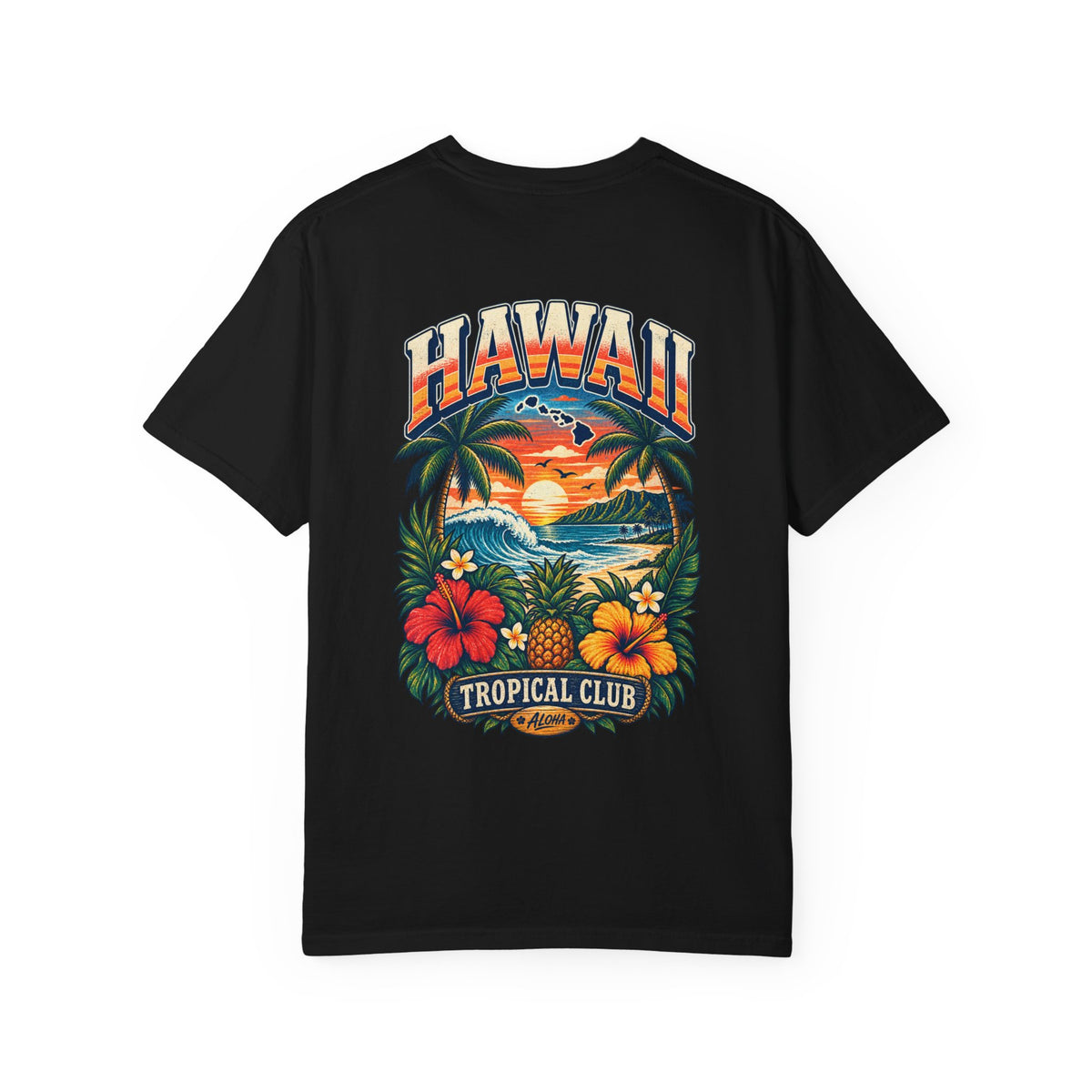 Hawaii Tropical Club Unisex Comfort Color 1717 Streetwear Graphic Tee