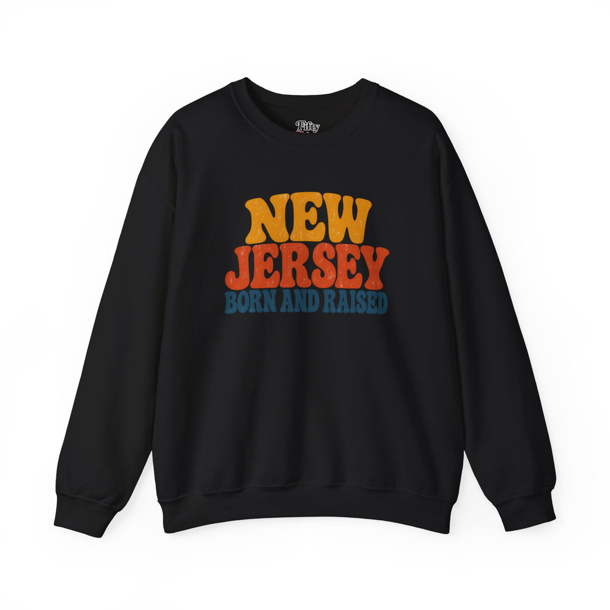 New Jersey Born and Raised Retro 1970s Unisex Sweatshirt Graphic