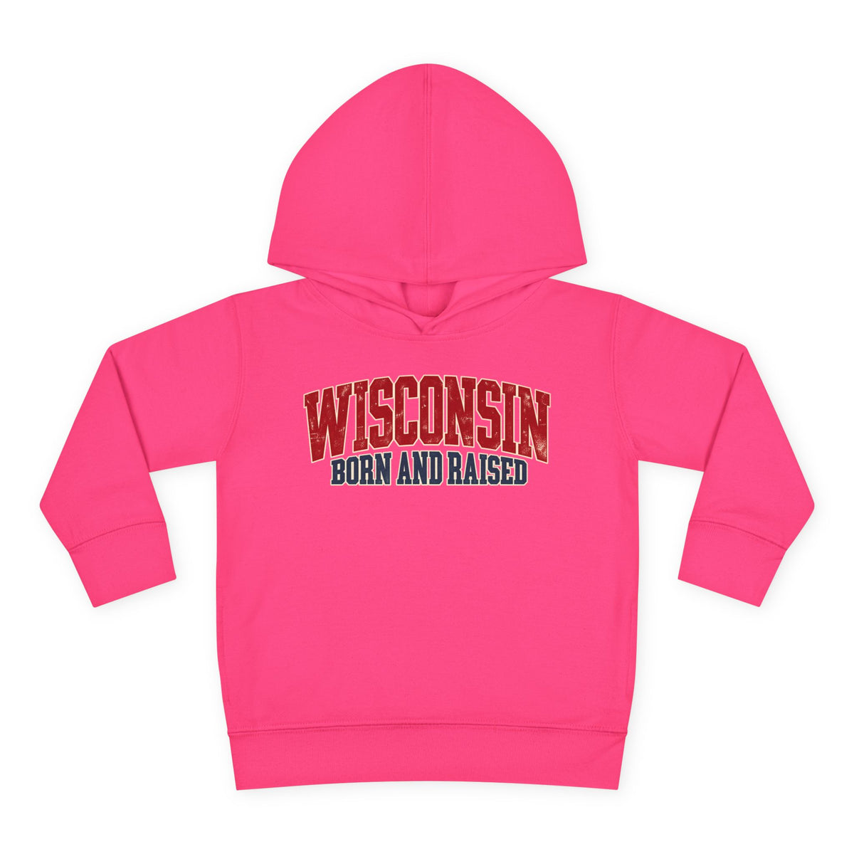 Wisconsin Born and Raised Midwest Heritage Unisex Toddler Pullover Fleece Hoodie
