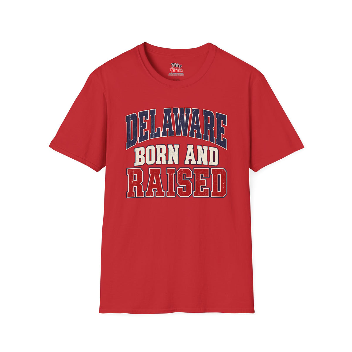 Delaware Born and Raised Unisex Softstyle T Shirt State Name Graphic Tee