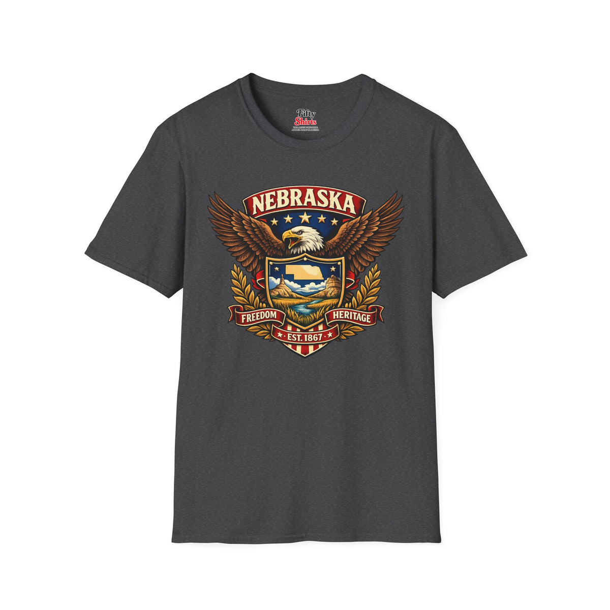 Nebraska Americana Eagle Unisex Softstyle T Shirt State Pride Graphic Tee Collections FS03