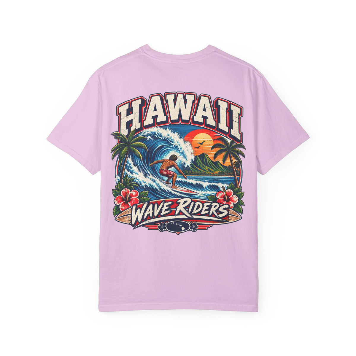 Hawaii Wave Riders Unisex Comfort Color 1717 Streetwear Graphic Tee