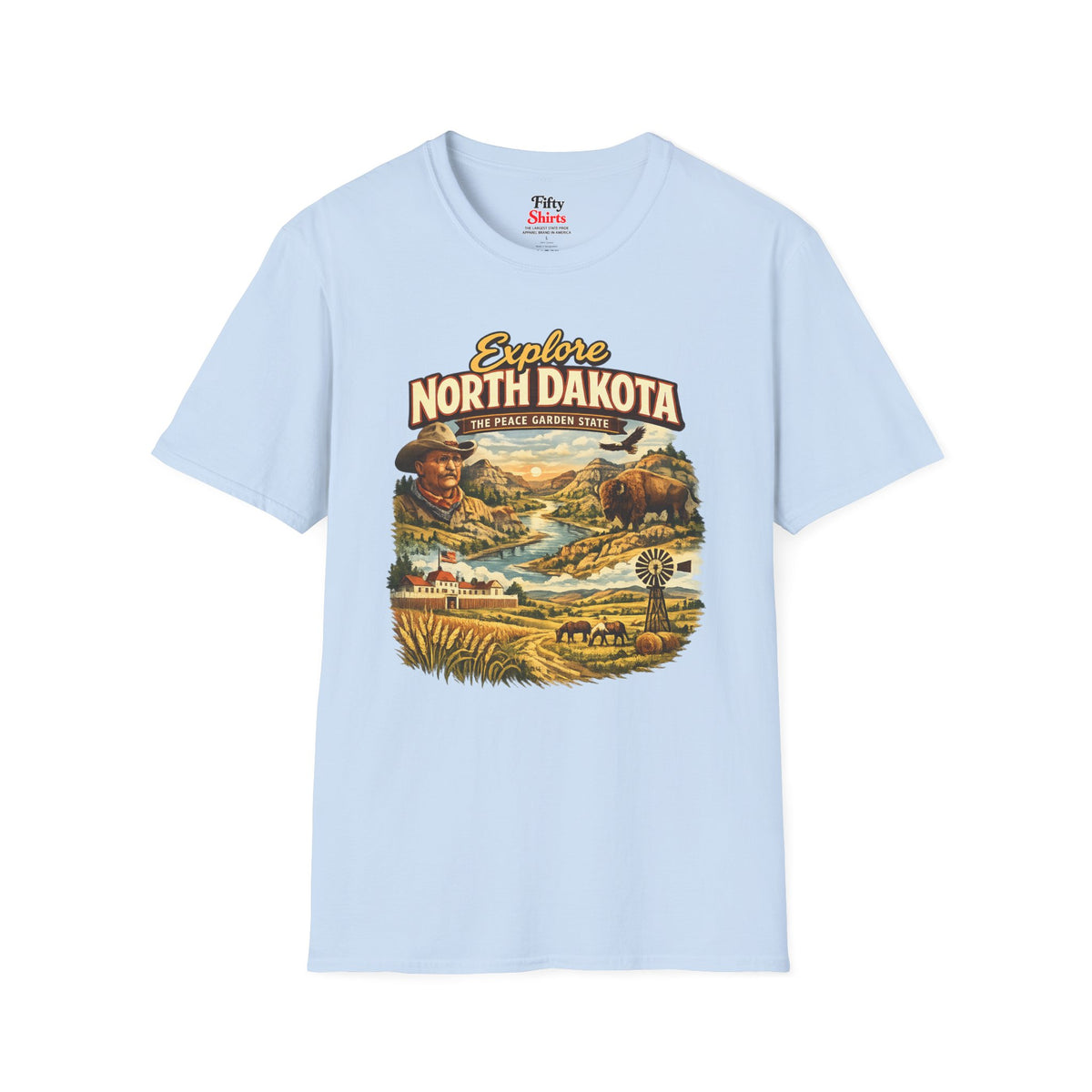 Explore North Dakota Unisex Softstyle T Shirt State Pride Graphic Tee Collections FS03