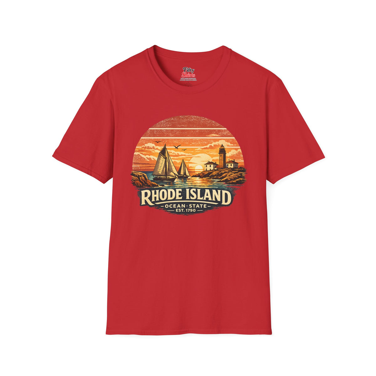 Rhode Island Coastal Sunset Unisex Softstyle T Shirt State Pride Graphic Tee Collections FS03