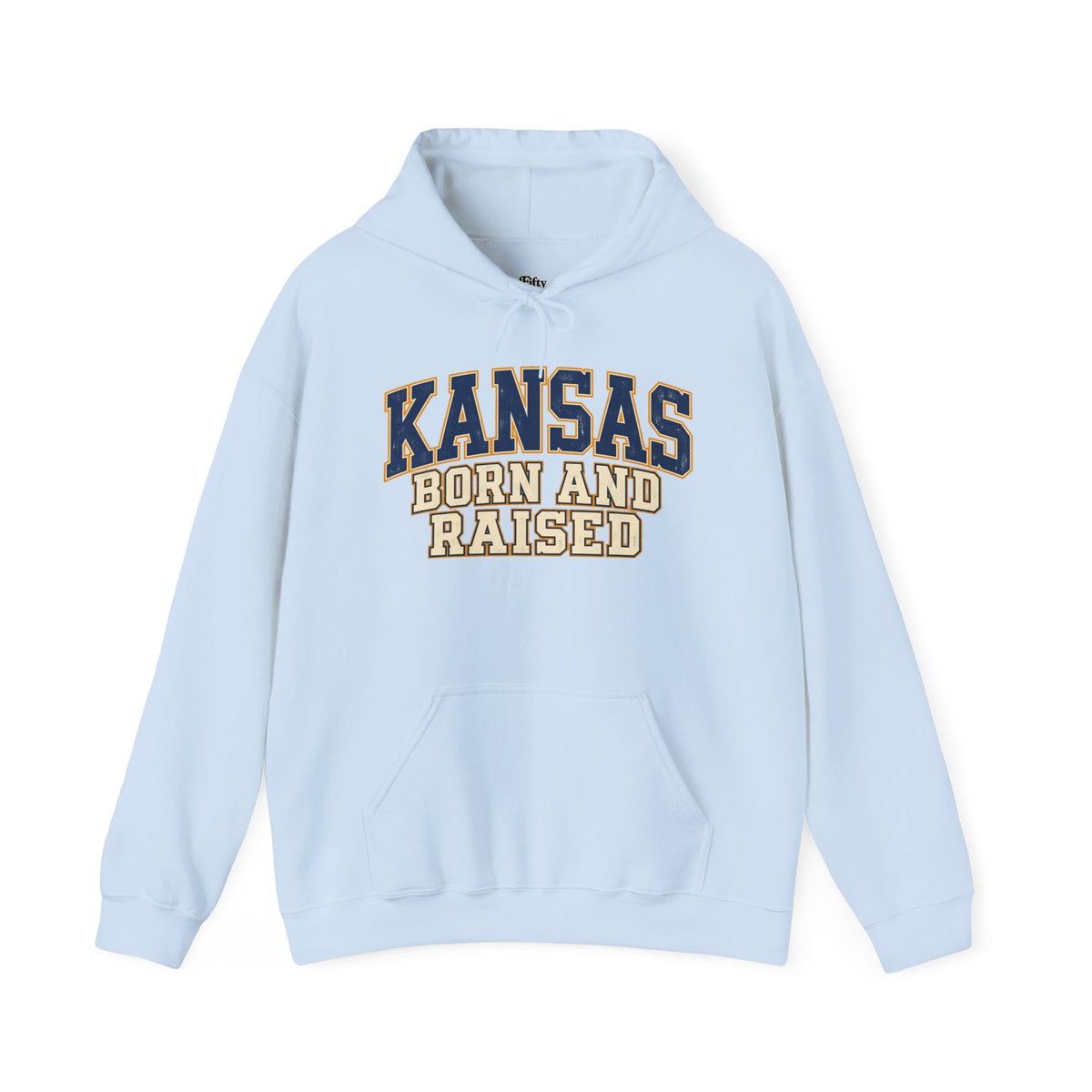 Kansas Born and Raised Unisex Hoodie State Name Graphic