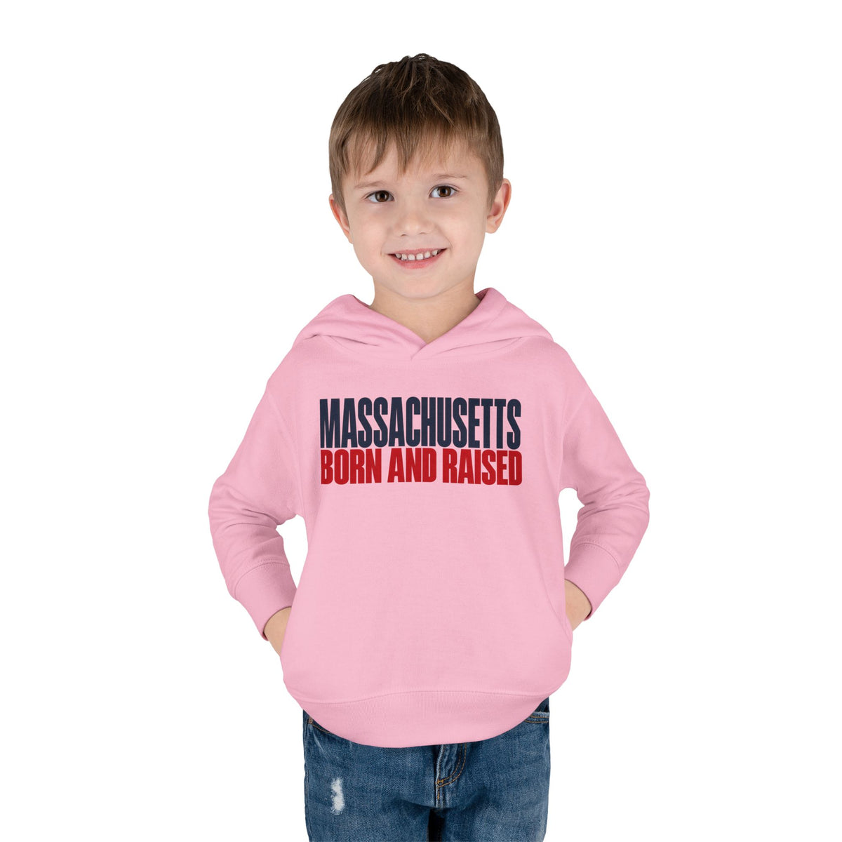 Massachusetts Born and Raised Modern Streetwear Unisex Toddler Pullover Fleece Hoodie