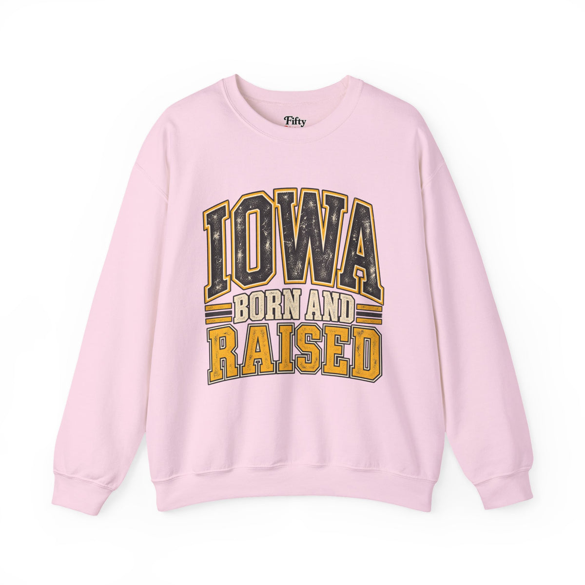 Iowa Born and Raised Unisex Crewneck Sweatshirt State Name Graphic