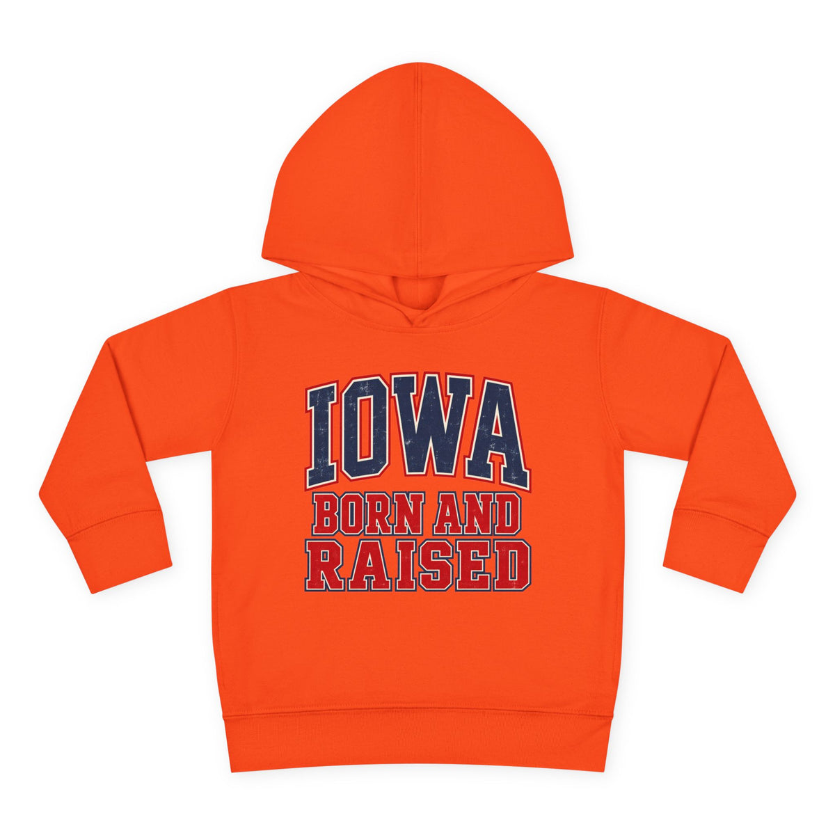 Iowa Born and Raised Vintage Collegiate Unisex Toddler Pullover Fleece Hoodie