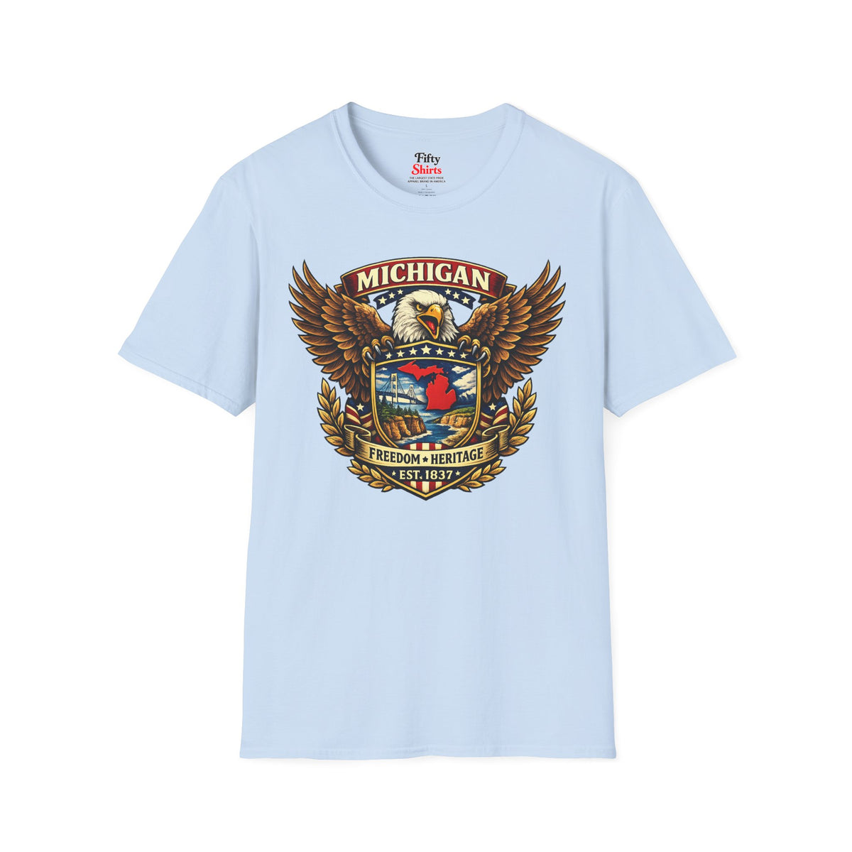 Michigan Americana Eagle Unisex Softstyle T Shirt State Pride Graphic Tee Collections FS03