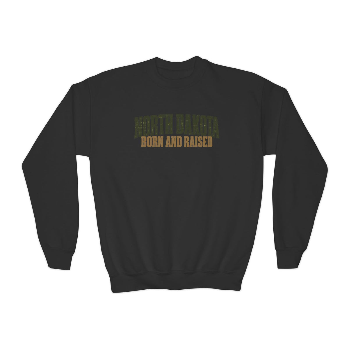 North Dakota Born and Raised Minimal Great Plains Unisex Youth Crewneck Sweatshirt Graphic
