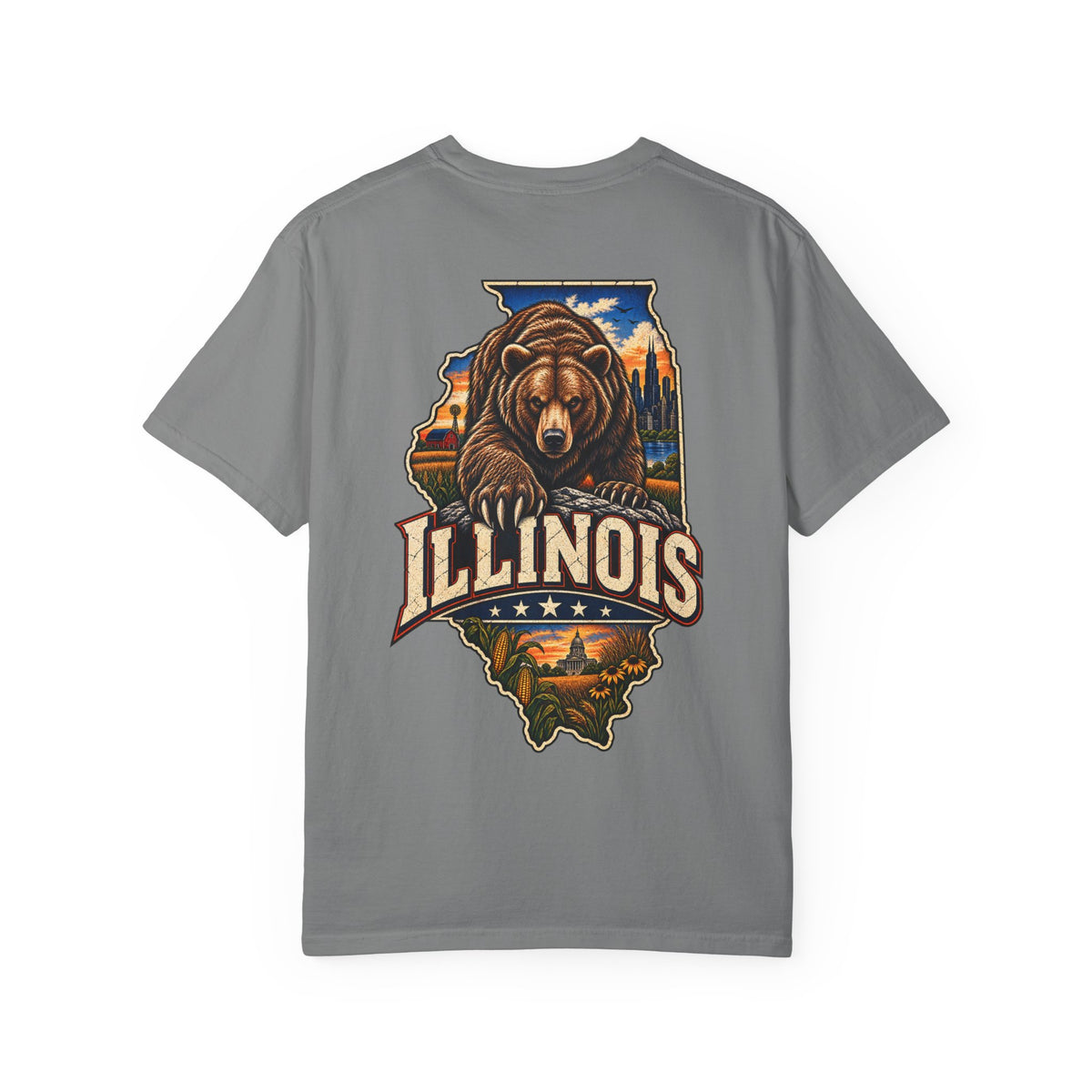 Illinois Bear Emblem Unisex Comfort Color 1717 Streetwear Graphic Tee