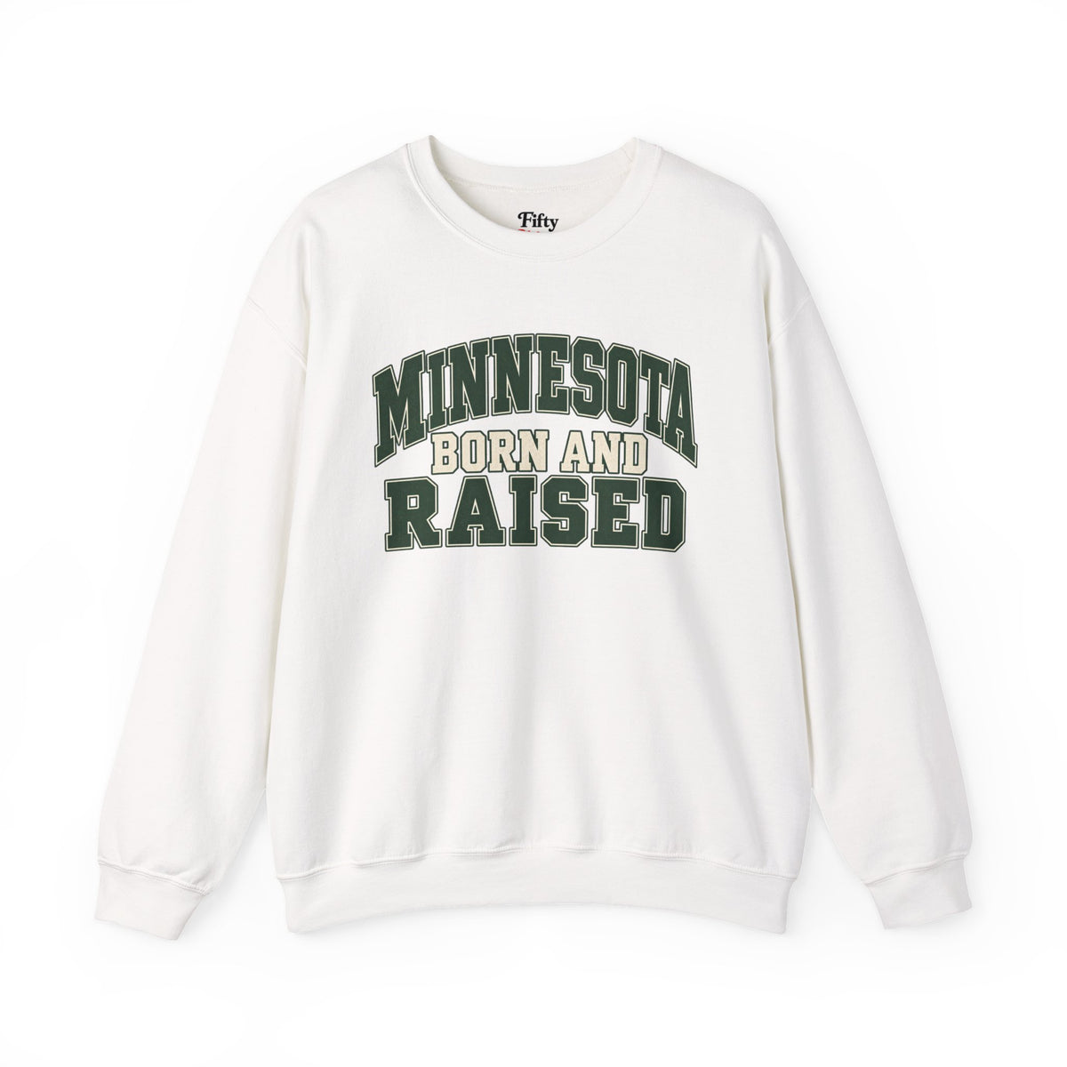 Minnesota Born and Raised Unisex Crewneck Sweatshirt State Name Graphic