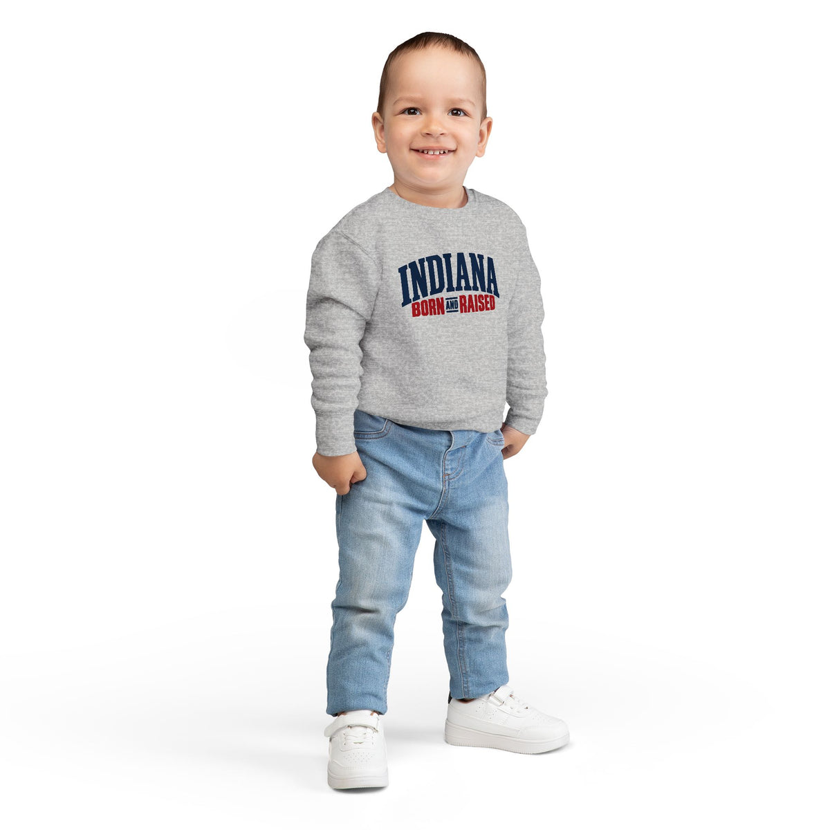 Indiana Born and Raised Premium Heritage Unisex Toddler Sweatshirt