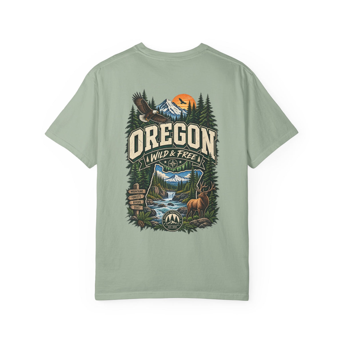 Oregon Wild & Free Unisex Comfort Color 1717 Streetwear Graphic Tee