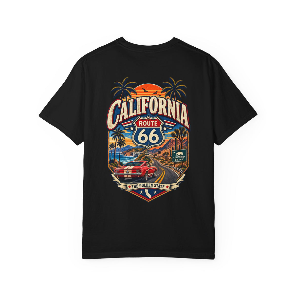 California Route 66 Style Unisex Comfort Color 1717 Streetwear Graphic Tee