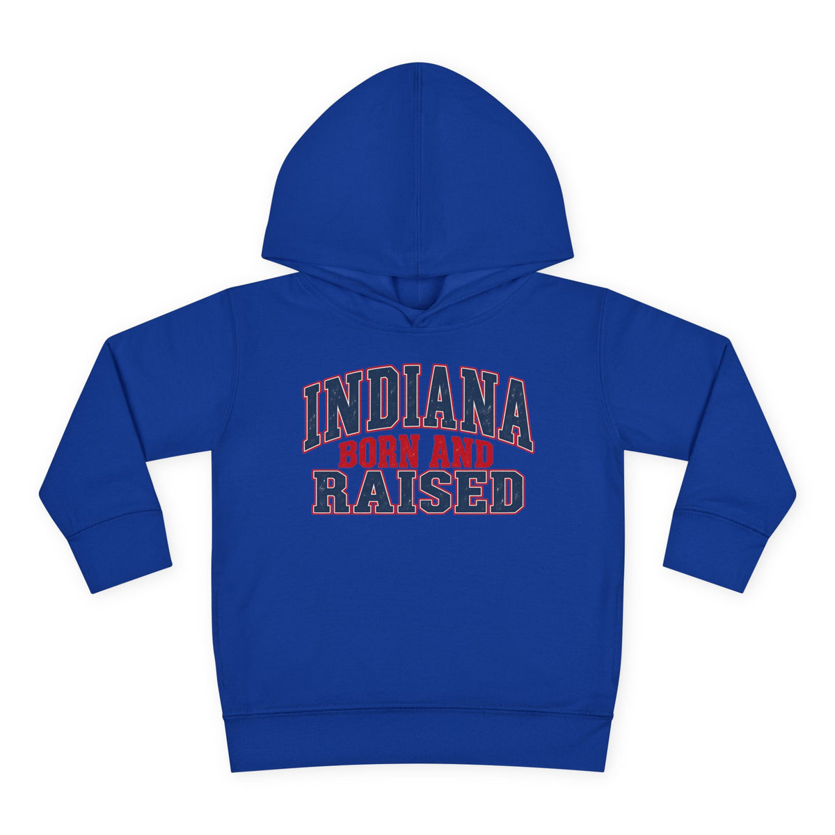 Indiana Born and Raised Bold Hometown Pride Unisex Toddler Pullover Fleece Hoodie
