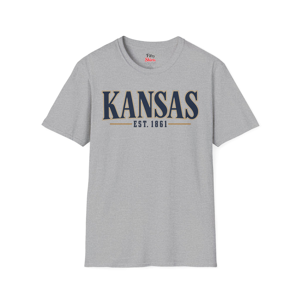 Kansas Est 1861 Unisex Softstyle T Shirt State Name Graphic Tee