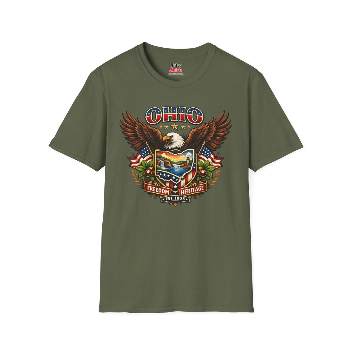 Ohio Americana Eagle Unisex Softstyle T Shirt State Pride Graphic Tee Collections FS03
