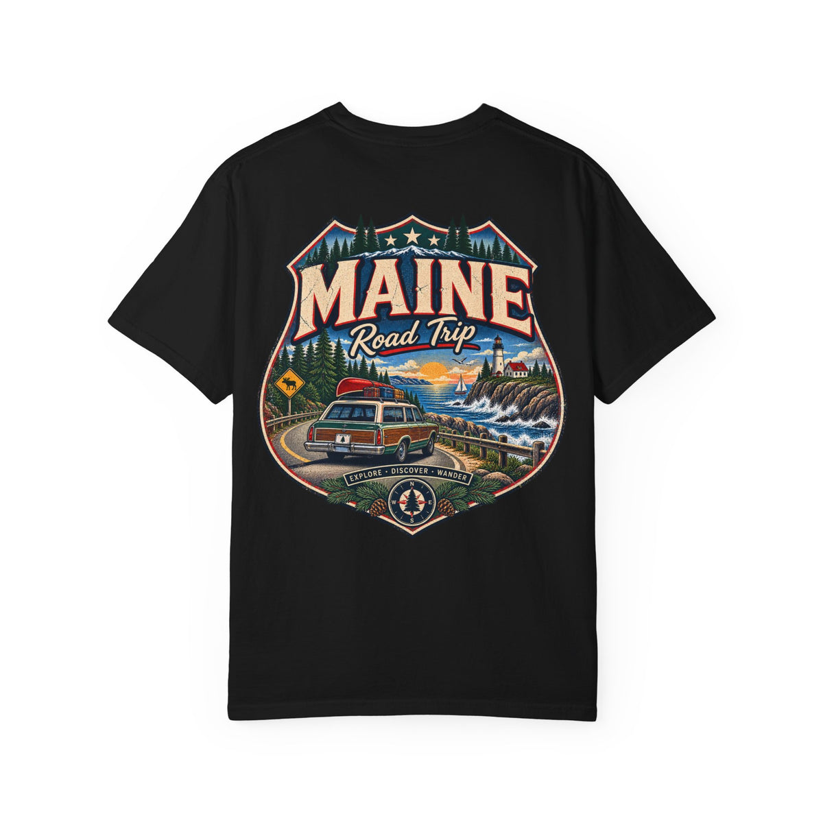Maine Road Trip Unisex Comfort Color 1717 Streetwear Graphic Tee