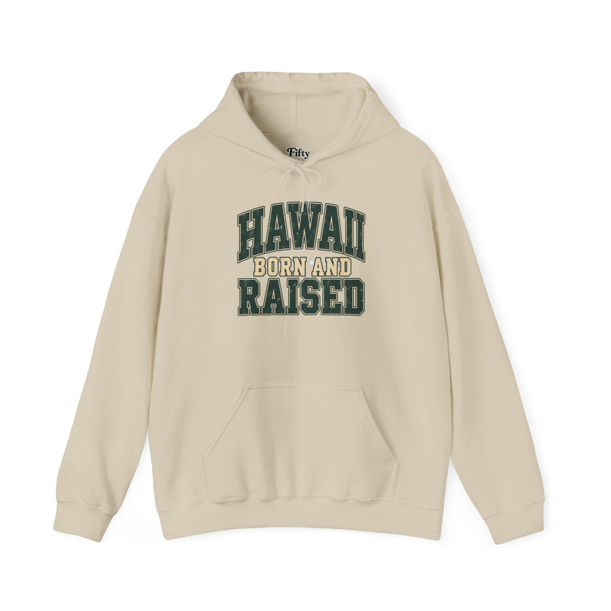 Hawaii Born and Raised Unisex Hoodie State Name Graphic