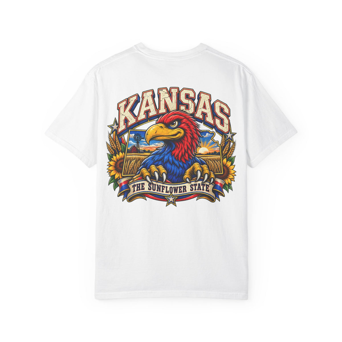 Kansas Jayhawk Emblem Unisex Comfort Color 1717 Streetwear Graphic Tee