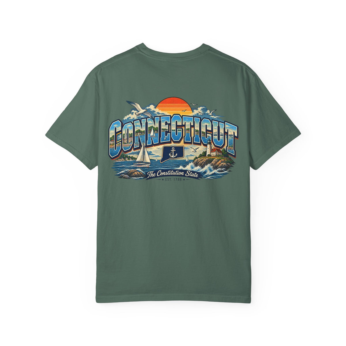 Connecticut Coastline Unisex Comfort Color 1717 Streetwear Graphic Tee