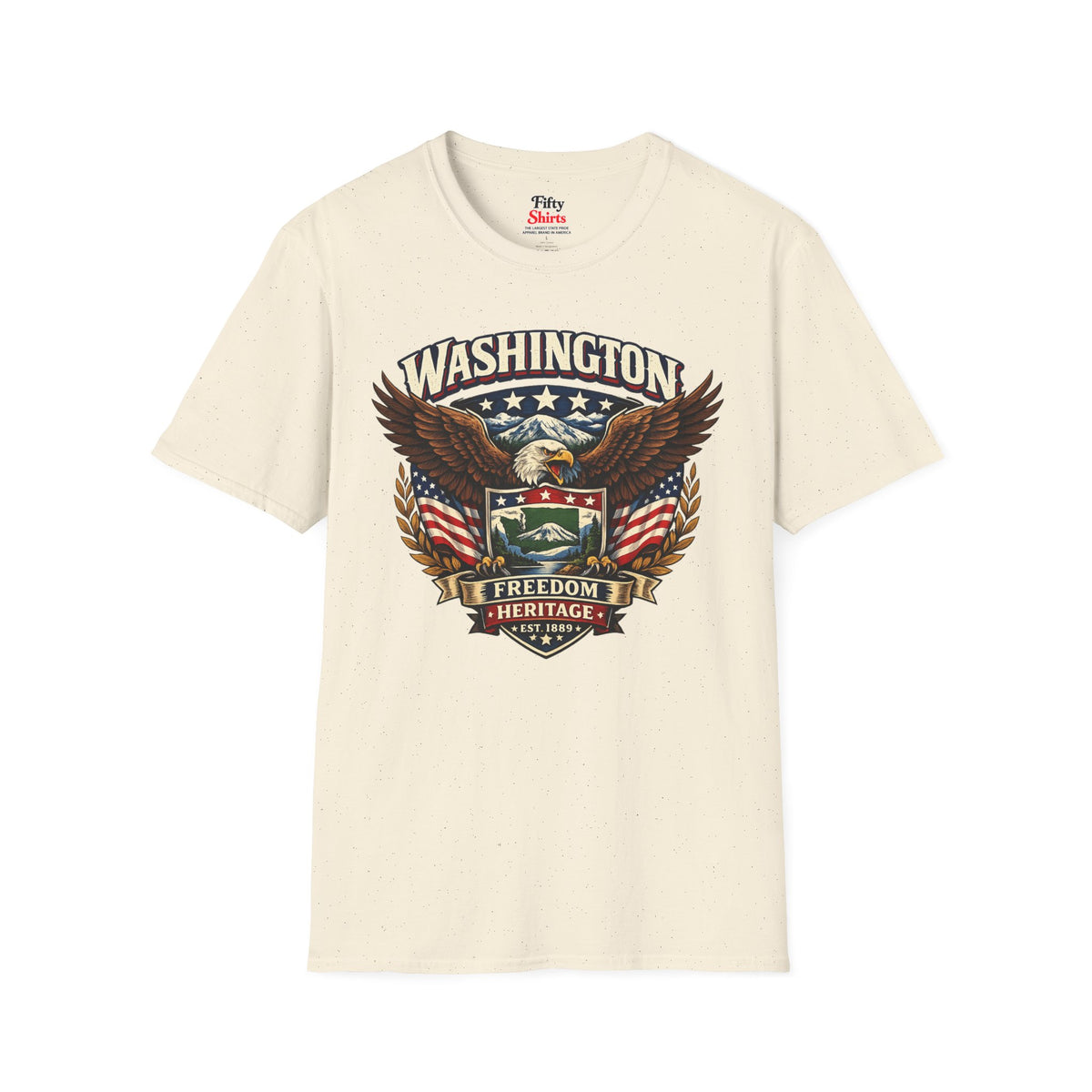 Washington Americana Eagle Unisex Softstyle T Shirt State Pride Graphic Tee Collections FS03