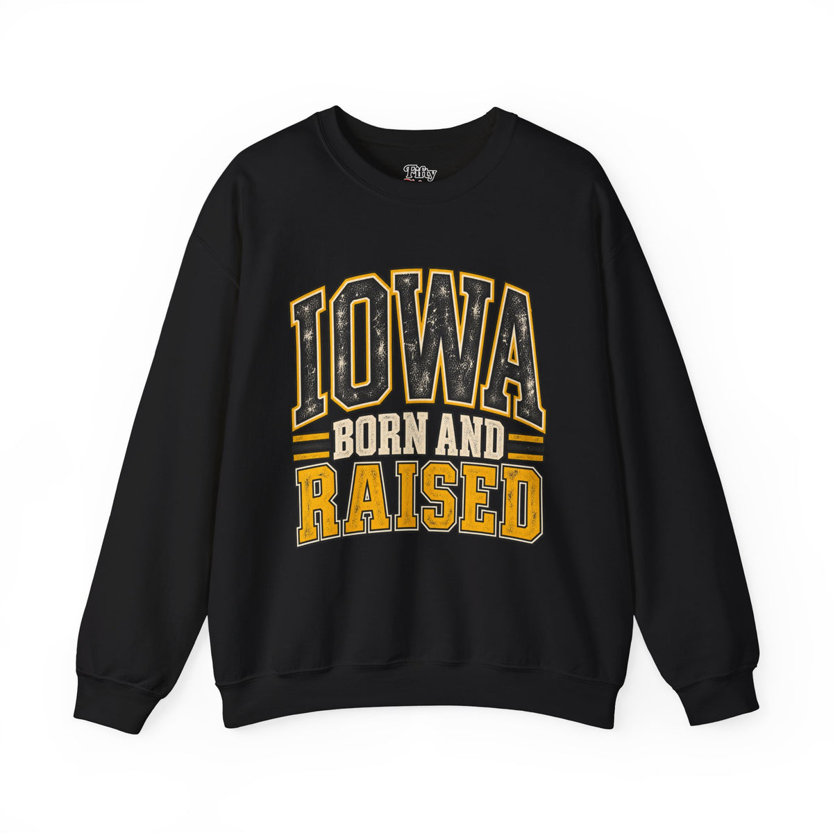 Iowa Born and Raised Unisex Crewneck Sweatshirt State Name Graphic