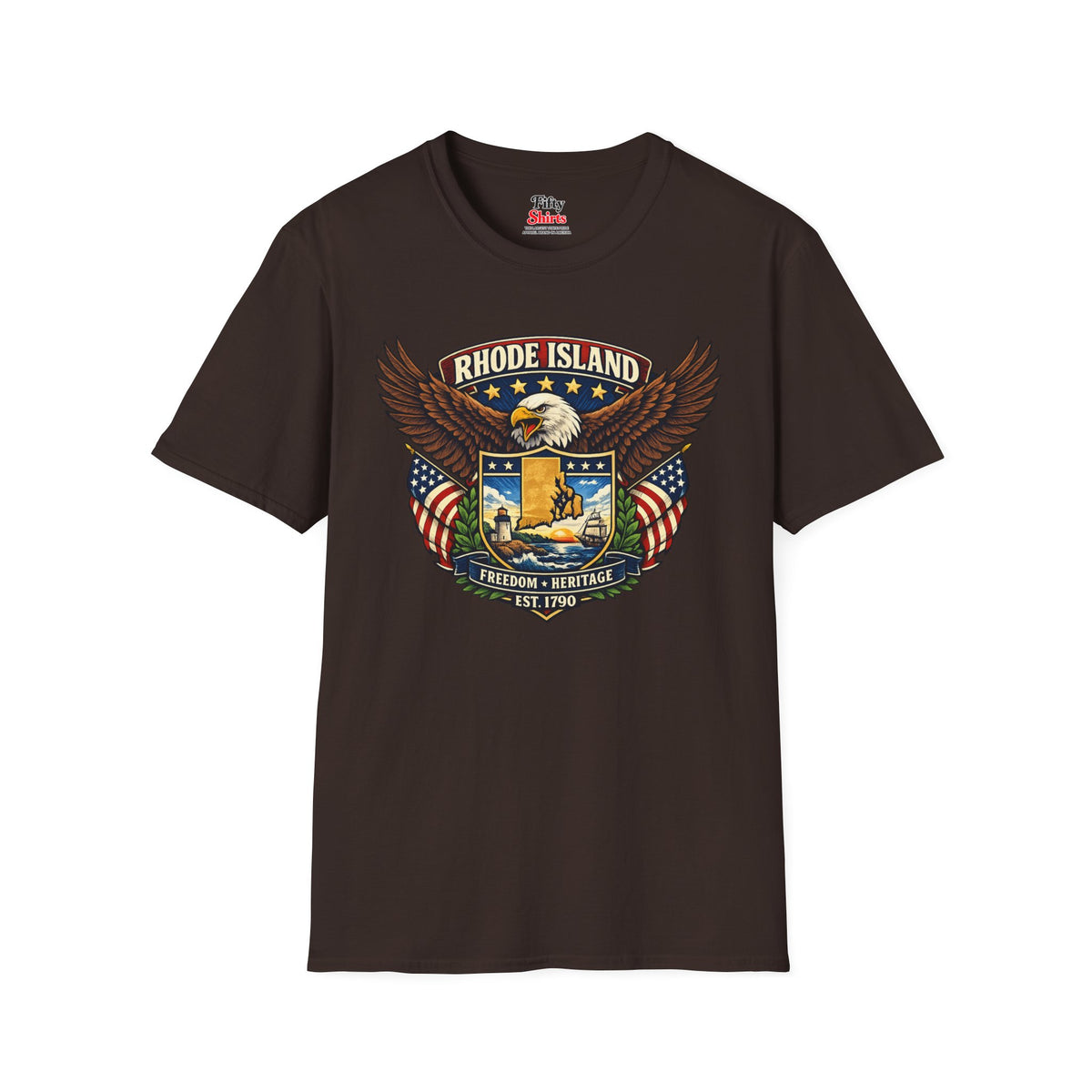Rhode Island Americana Eagle Unisex Softstyle T Shirt State Pride Graphic Tee Collections FS03
