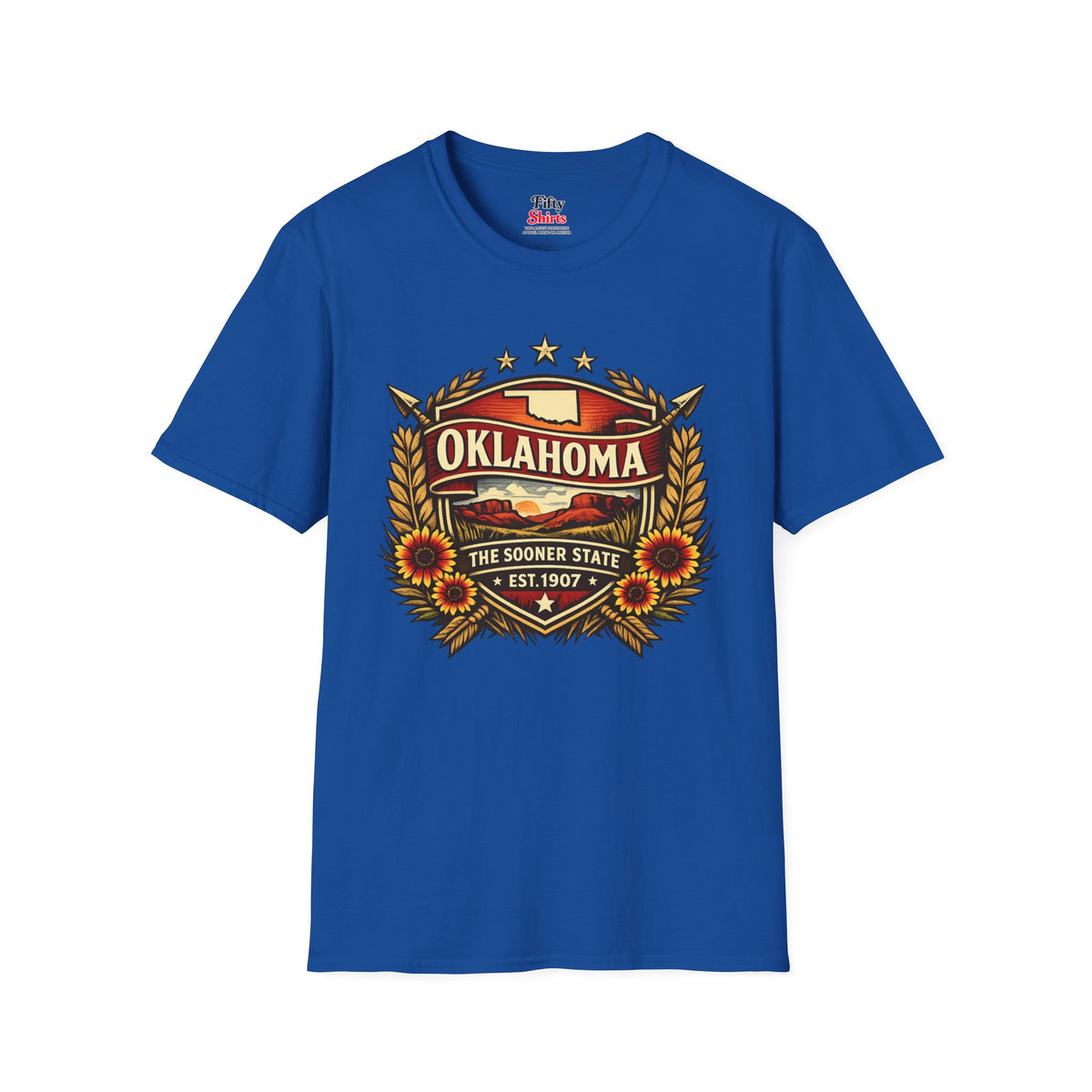 Oklahoma Heritage Badge Unisex Softstyle T Shirt State Pride Graphic Tee Collections FS03