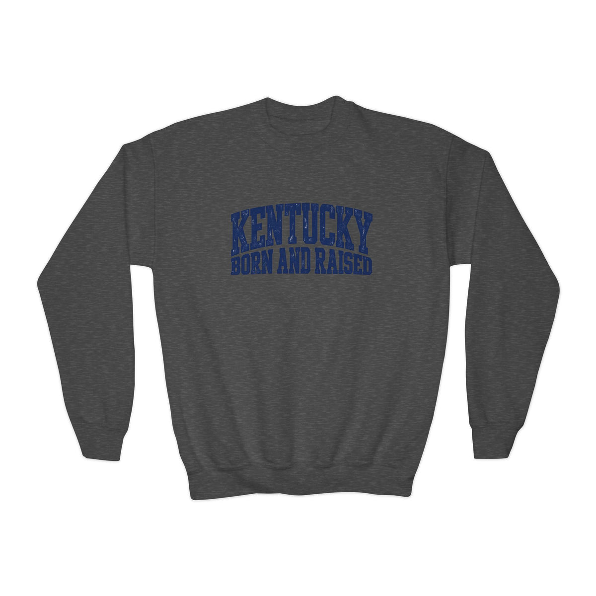 Kentucky Born and Raised Bold Athletic Unisex Youth Crewneck Sweatshirt Graphic