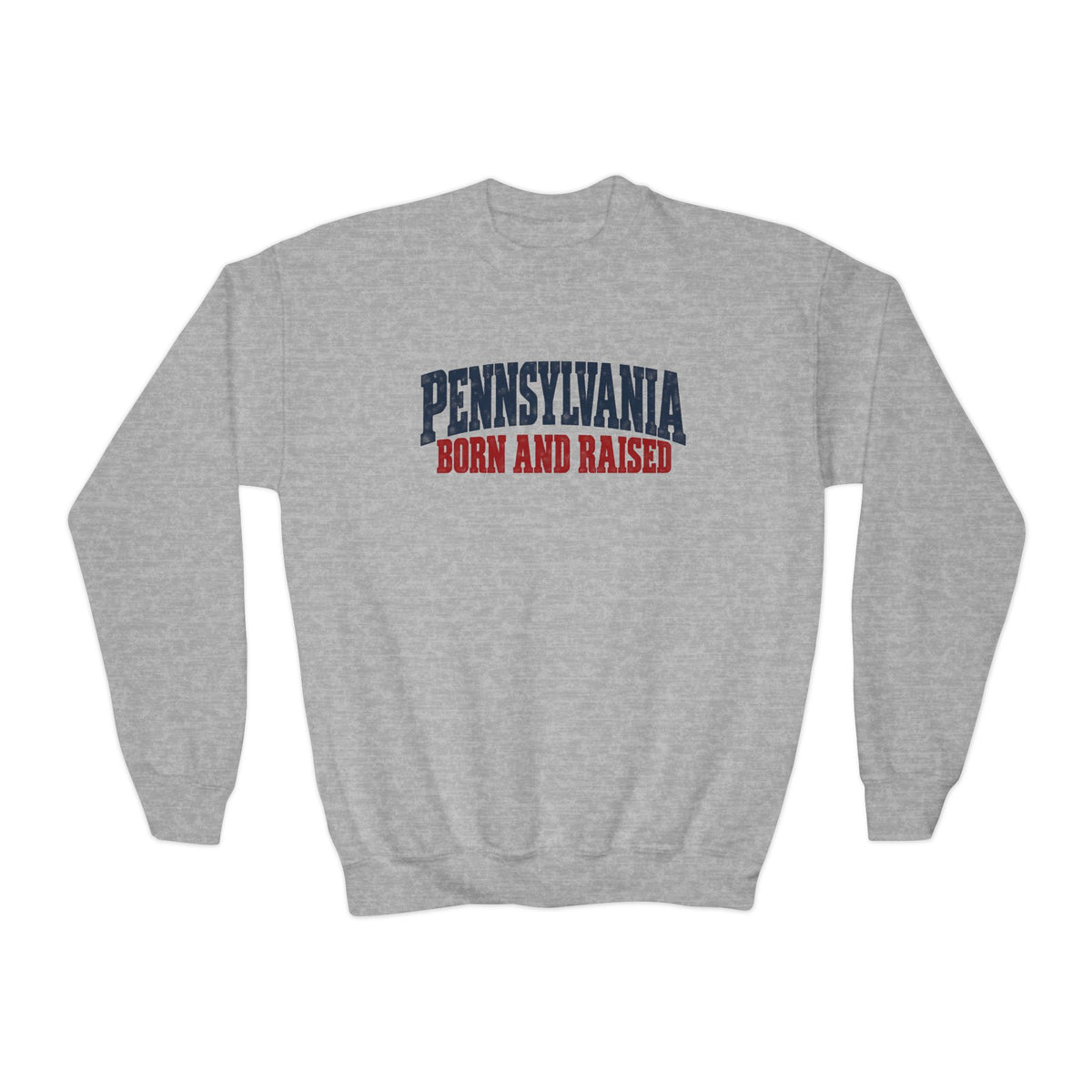 Pennsylvania Born and Raised Vintage Americana Unisex Youth Crewneck Sweatshirt Graphic