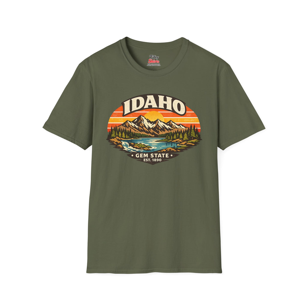 Idaho Mountain Sunset Unisex Softstyle T Shirt State Pride Graphic Tee Collections FS03