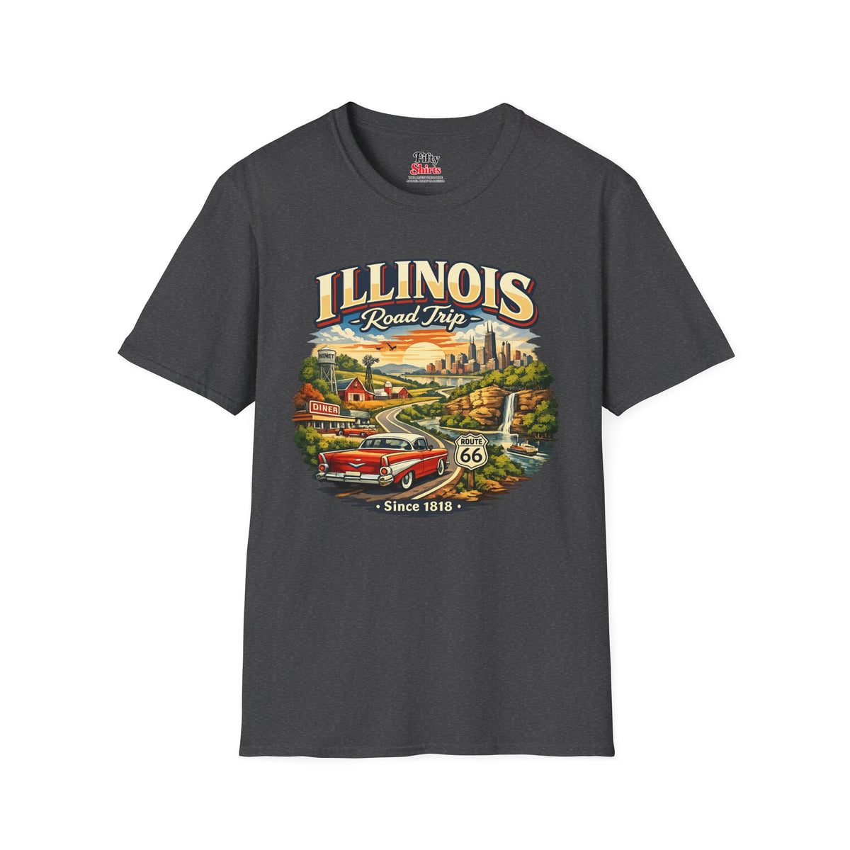 Illinois Road Trip Unisex Softstyle T Shirt State Pride Graphic Tee Collections FS03