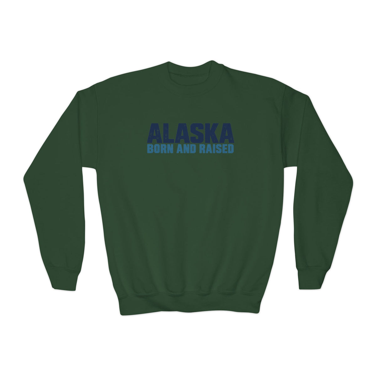 Alaska Born and Raised Modern Streetwear Unisex Youth Crewneck Sweatshirt Graphic