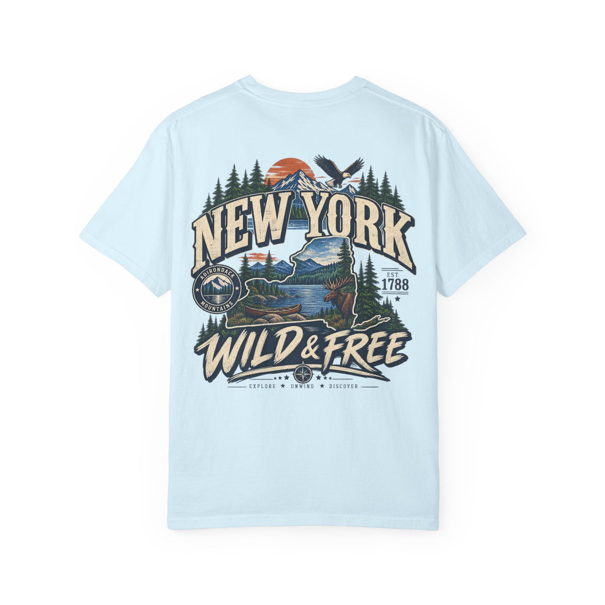 New York Wild & Free Unisex Comfort Color 1717 Streetwear Graphic Tee