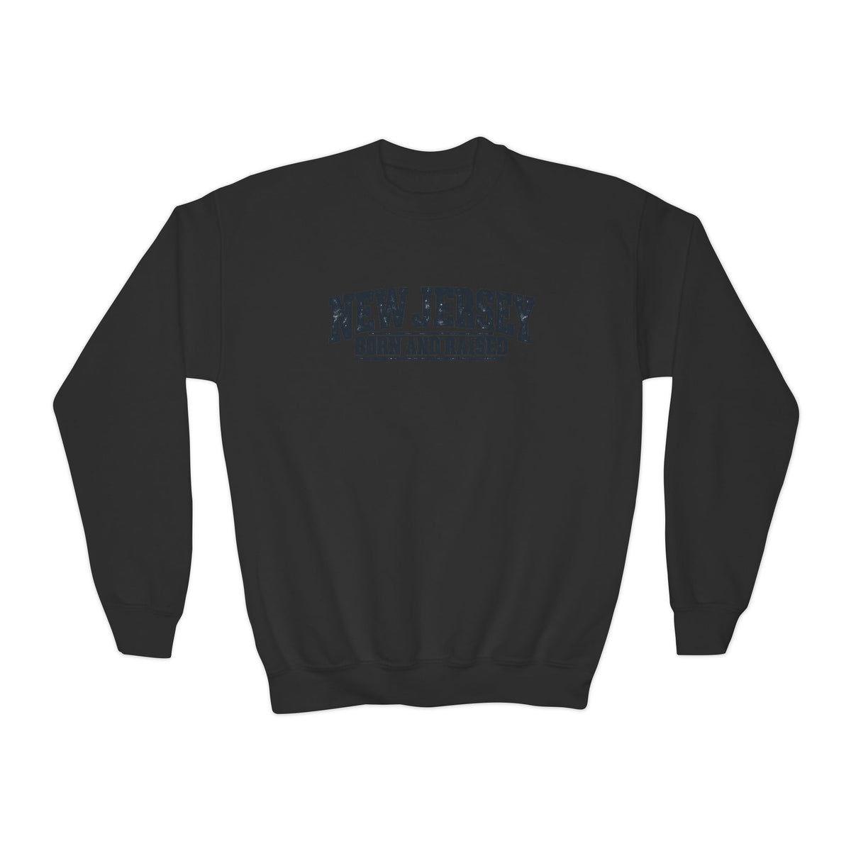 New Jersey Born and Raised Rugged Workwear Unisex Youth Crewneck Sweatshirt Graphic