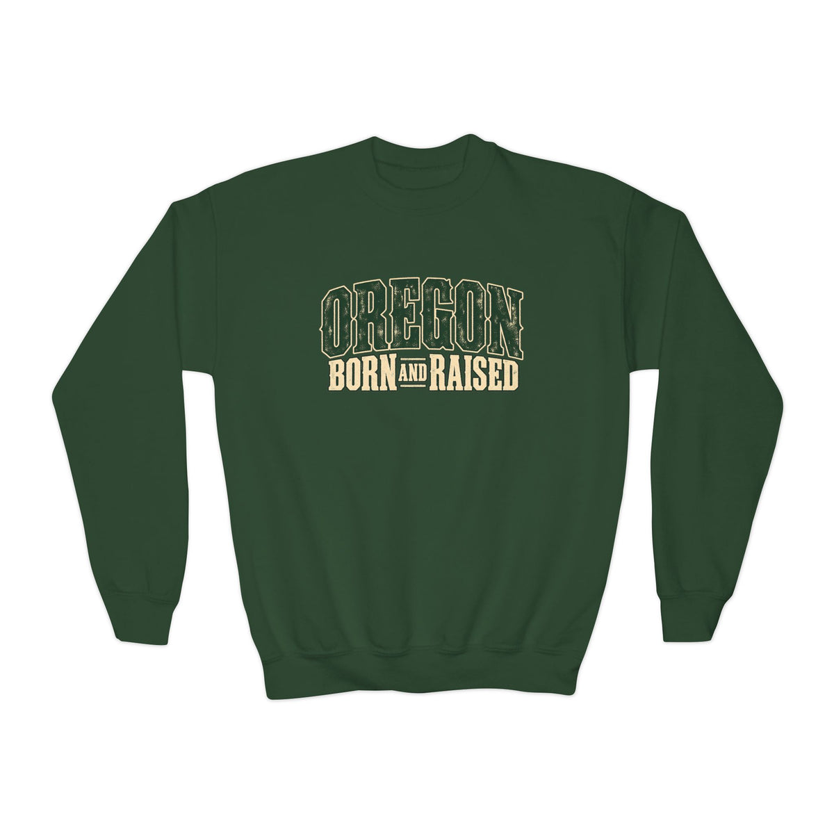 Oregon Born and Raised Vintage PNW Heritage Unisex Youth Crewneck Sweatshirt Graphic