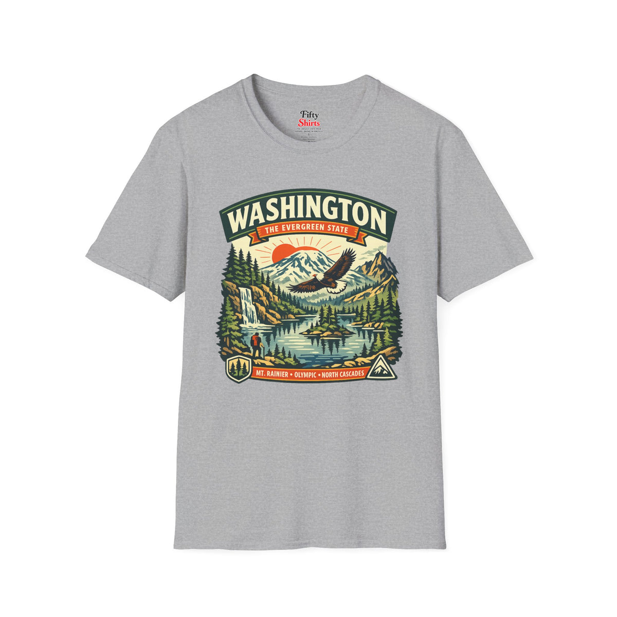 Washington Evergreen State Adventure Unisex Softstyle T Shirt State Pride Graphic Tee Collections FS03