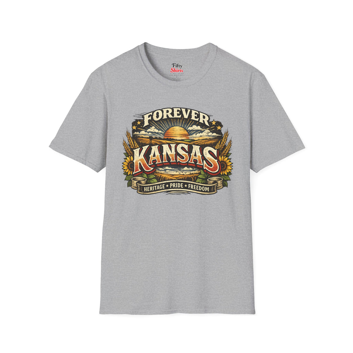 Kansas Forever Unisex Softstyle T Shirt State Pride Graphic Tee Collections FS03
