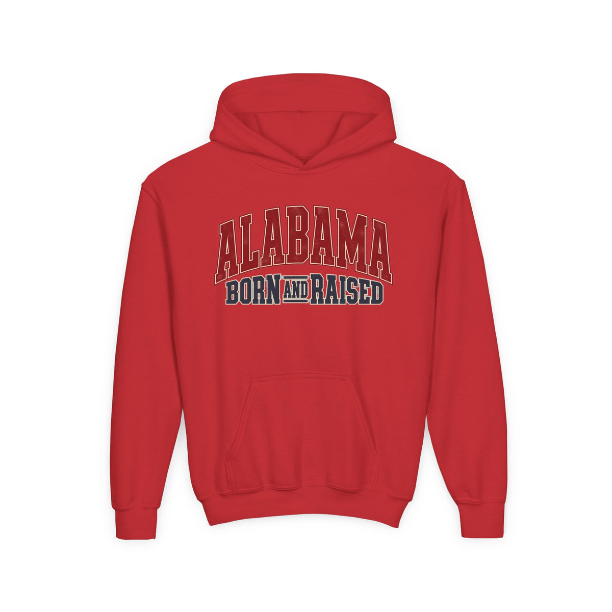 Alabama Born and Raised Vintage Athletic Heritage Unisex Youth Heavy Blend Hooded Sweatshirt Graphic