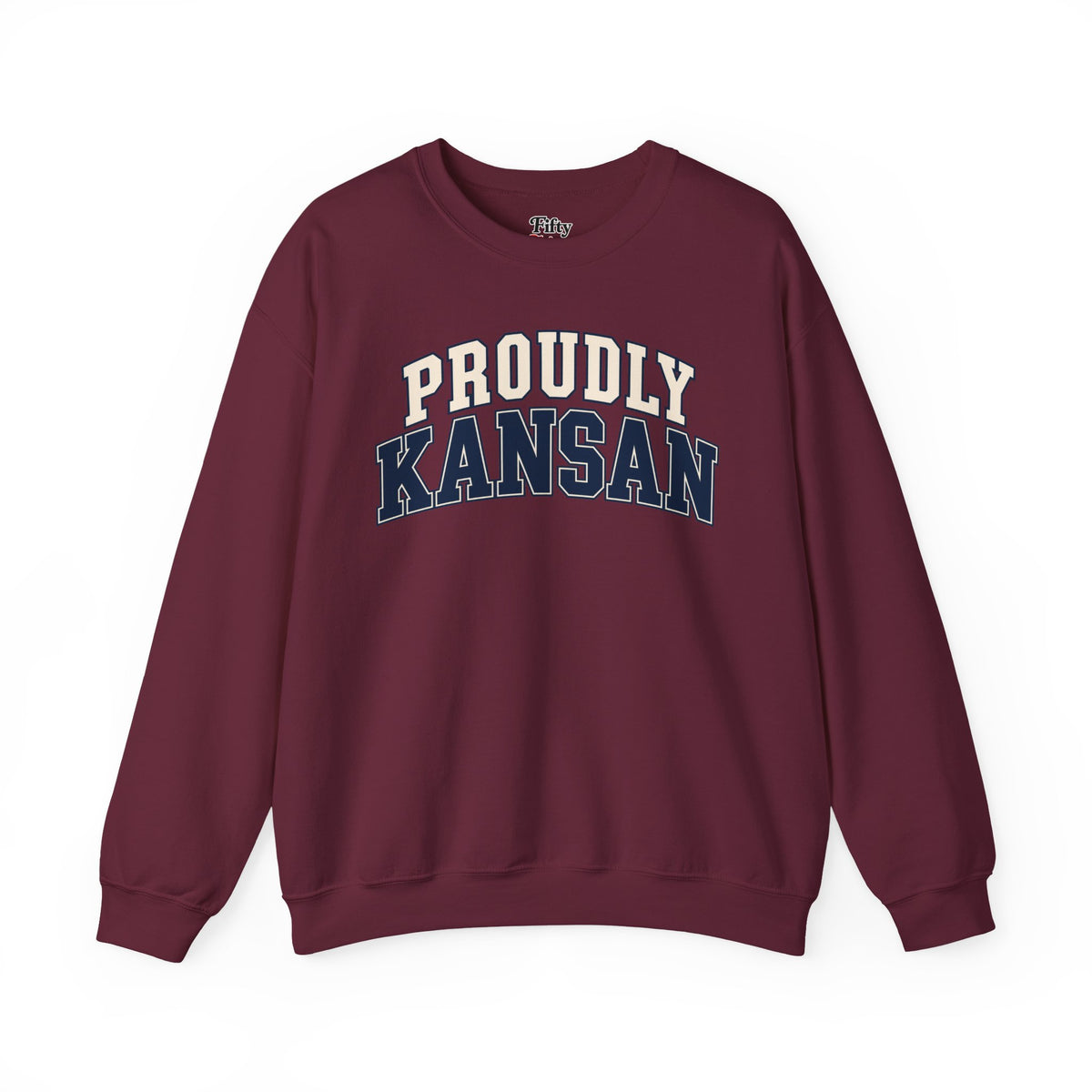 Proudly Kansan Kansas Unisex Crewneck Sweatshirt State Name Graphic
